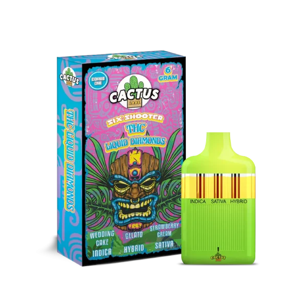 Cactus Labs Six Shooter THC Liquid Diamond Wedding Cake + Gelato + Strawberry Cream (Indica + Hybrid + Sativa)